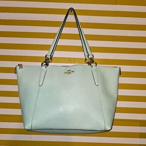 COACH F51654 MINT GREEN TOTE WITH GOLD